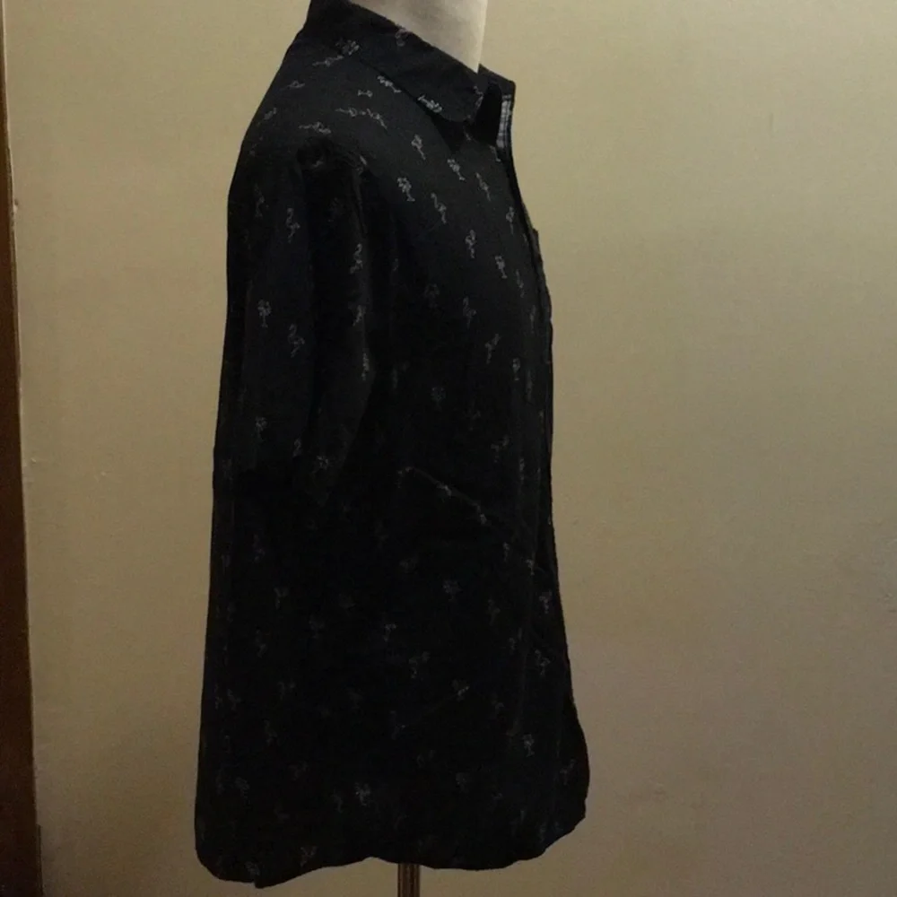 Rebel Star Graphic Flamingo and Palm Tree Casual Button Down Shirt (size XL)